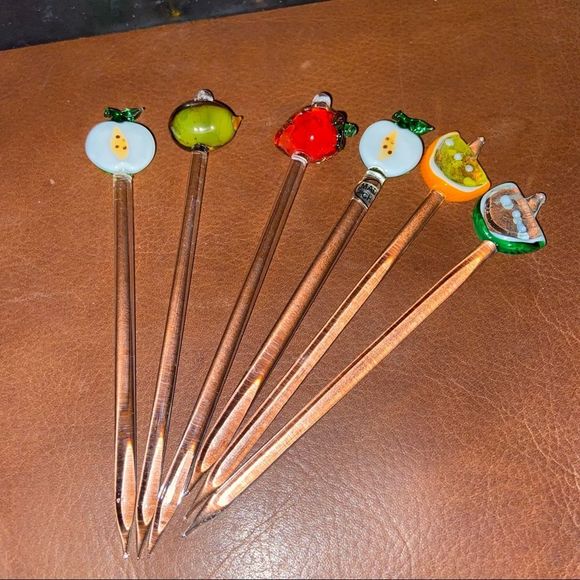 Various Glass drink stirrers and spears 10 Vintage - excellent condition - Picture 2 of 16